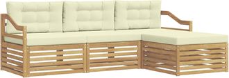 vidaXL Conjunto De Sof&aacute;s De Exterior 4 Uds. Blanco Y Crema Poli&eacute;ster Vidaxl