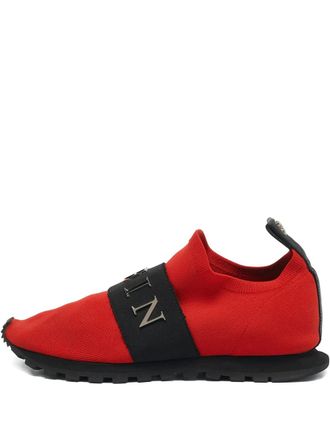 Philipp Plein knit logo-strap sneakers - Red