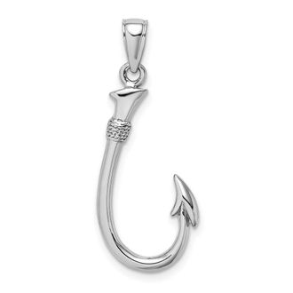 Diamond2Deal 14k Gold 3-D Fishing Hook Pendant