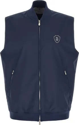 Brunello Cucinelli Navy Blue Logo Vest Jacket