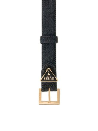 Guess Logo-Embroidered Triangle Belt - Black