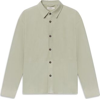 Frame Denim Suede Button-Up Shirt in Moss Green at Nordstrom, Size Xx-Large