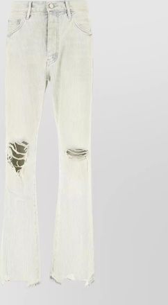 Purple striped denim jeans distressed belt loops pockets