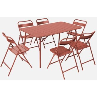 Sweeek Mesa De Jard&iacute;n Plegable De Metal Con 6 Asientos