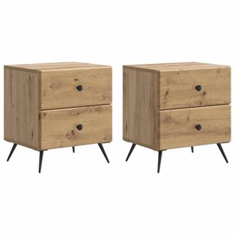vidaXL Armario De Noche 2 Pcs Roble Artesanal 43 X 34,5 X 47,5 Cm Vidaxl