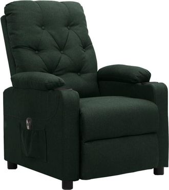 vidaXL Vidaxl - Sill&oacute;n Reclinable El&eacute;ctrico Tela Verde Oscuro