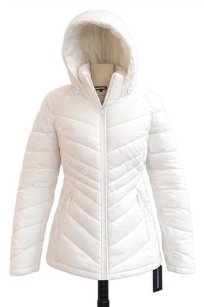 Tommy Hilfiger WomenS Hooded Puffer Coat In White
