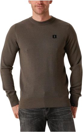 Butcher of Blue Truien & Vesten, Heren, Grijs, XL, Bruine Structuur Crew Sweater