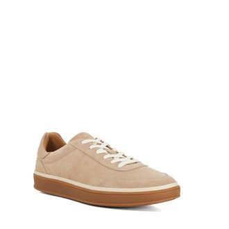 Dune London Mens Tony Wf - Wide Fit Suede Lace-Up Trainers - Beige - Size UK 12