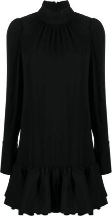 Paco Rabanne Zwarte Elegante Turtleneck Jurk Rok - Dames - Korte kleedjes - Zwart - 2XS - Kleedjes