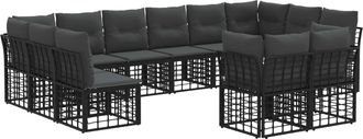 vidaXL Conjunto De Sof&aacute;s De Exterior Negro Y Gris Oscuro Poli&eacute;ster Vidaxl
