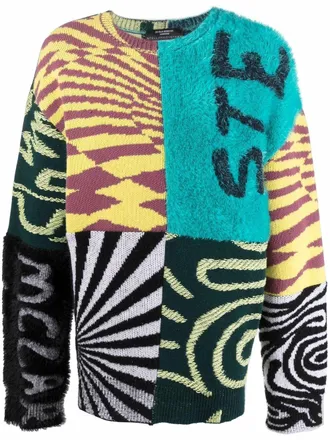 Stella McCartney colour-blocked logo jumper - unisex - Cotton - M - Blue