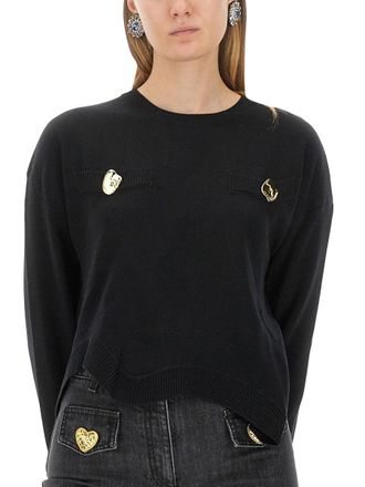 Moschino Virgin Wool Cropped Sweater - Black