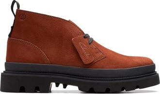 Clarks Badell DB Enkellaars - Heren - Veterlaarzen - Bruin - 45 EU - Leer - Schoenen