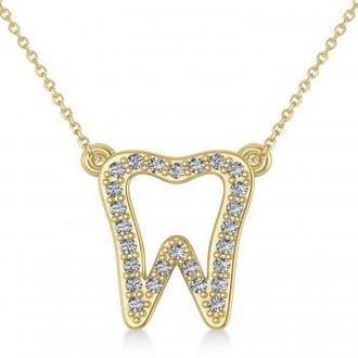 Allurez Diamond Tooth Outline Pendant Necklace 14k Yellow Gold (0.26ct)