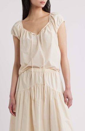 Theory Easy Tie Woven Shirt in Almond at Nordstrom, Size X-Small