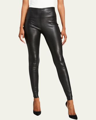 Alice & Olivia Maddox Leather High-Waist Side Zip Leggings