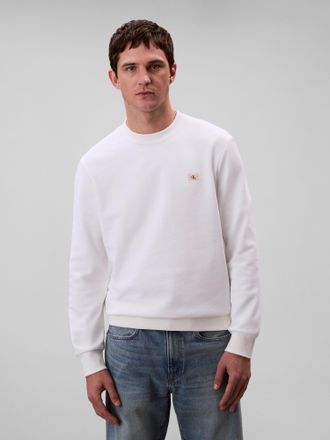 Calvin Klein Jeans Sweatshirt CALVIN KLEIN JEANS 400GSM TRRY BDG CRWN, Herren, Gr. XXL, hellwei&szlig;, Sweatware, Obermaterial: 100% Baumwolle, klassisch normal, Rundhals, B&uuml;