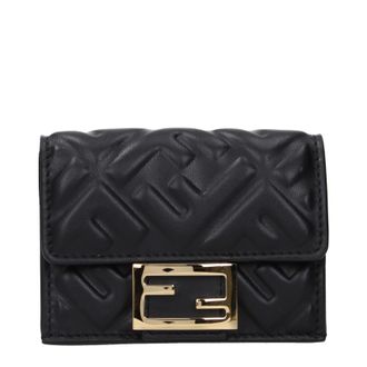 Fendi Damens Geldb&ouml;rse Leder Schwarz