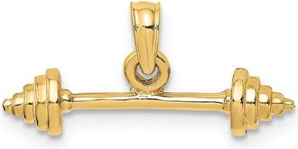 Diamond2Deal 10k Yellow Gold Solid Polished 3-D Dumbbell Charm