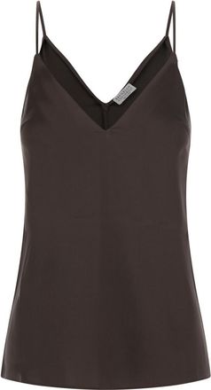 Brunello Cucinelli Dark Brown V Neck Top