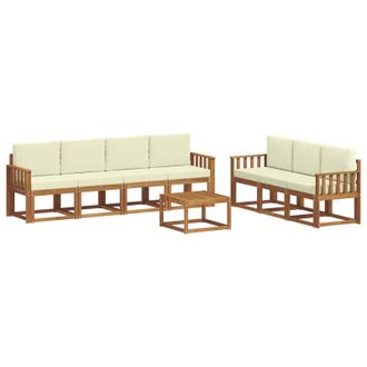 vidaXL Conjunto De Sof&aacute;s De Exterior Con Coj&iacute;n 8 Pcs Natural Y Crema Vidaxl