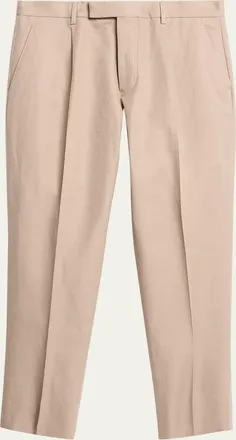 Ermenegildo Zegna Mens Linen and Cotton Flat-Front Pants