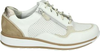 Durea Sportieve Lage Dames Sneakers Wit Patroon - Dames - Sneakers - Wit - 37 1/2 EU - Leer - Schoenen