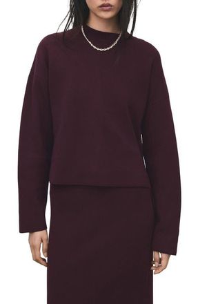 Mango Structured Crewneck Sweater in Wine at Nordstrom, Size X-Small