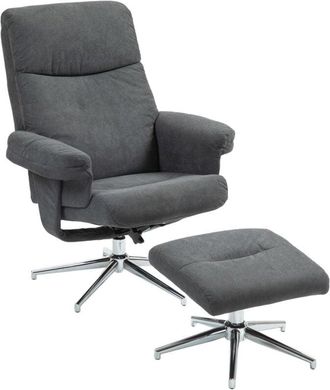 HOMCOM Homcom - Recliner Chair with Footstool with Adjustable Back Charcoal Grey