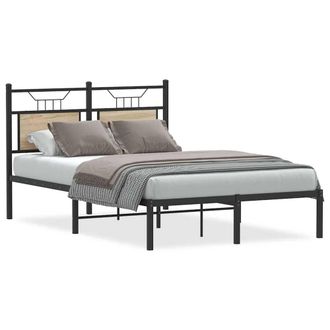 Berkfield Home Bed Frame without Mattress Sonoma Oak 120x200 cm Engineered Wood in Black | Size: Small Double