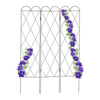 Relaxdays Relaxdays - Enrejado De Metal, 3 Partes, De Encaje, 162,3 Cm Alto, Celos&iacute;a Exterior, Soporte De Plantas Trepadoras, Caoba