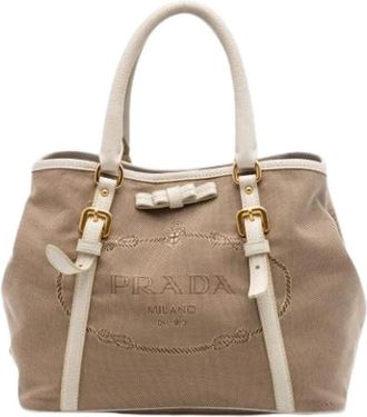 Prada Pre-owned Satchel - Dames - Vintage Shopper - Beige - ONE Size - Leer - Vintage