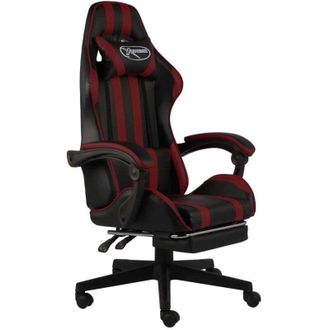 vidaXL Vidaxl - Silla Gaming Con Reposapi&eacute;s Cuero Sint&eacute;tico Negro Y Rojo Tinto