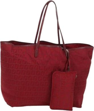 Fendi Pre-owned Tote Bags, female, Red, Size: ONE SIZE Pre-owned Vintage Zucchino Canvas Tote Bag