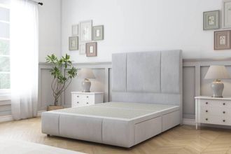 Sloomy Lisbon Naples Divan Base 2 Drawers - 54 Headboard & 12 Footboard in Silver | Size: Single
