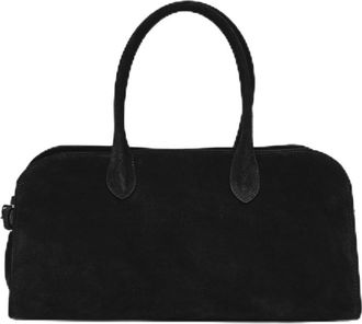 Aquatalia womens Vista Satchel, Black Suede, M
