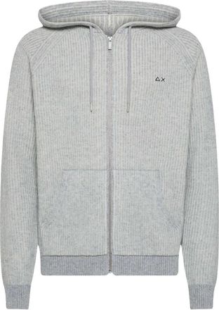 Sun 68 Gekartelde Rits Trui - Heren - Vesten met rits - Grijs - L - Wol - Hoodies & sweatvesten