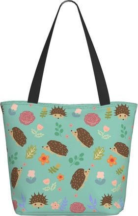AOOEDM Cartoon Hedgehogs Floral Ladies Shopping Bag 13x11x7in.The Perfect ValentineS Day Gift.It Is The Best ValentineS Day Gift For Mom, Daughter, Wife,Etc