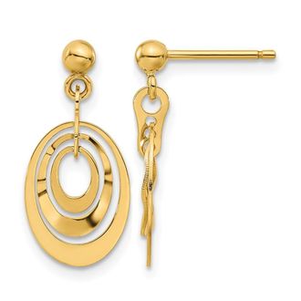 Diamond2Deal 14K Yellow Gold Oval Shape Drop Dangle Earrings