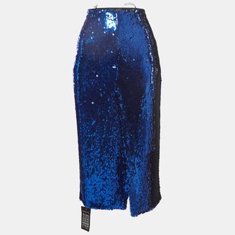 Sally Lapointe Royal Blue Sequin Pencil Skirt