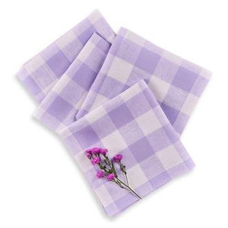Solino Home Linen Dinner Napkins - Buffalo Check, 20 x 20 in Misty Lavender at Nordstrom, Size Large