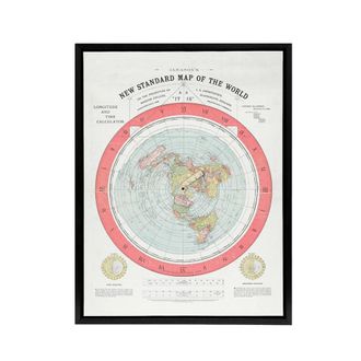 Artery8 Map Gleason 1892 World Time Framed Canvas Wall Art Print | Size: W24 x H32