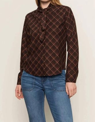 Sanctuary Autumn Collared Blouse In Cocoa Plaid