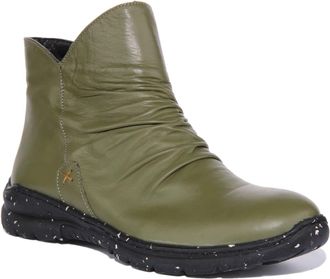 Justinreess England Mia Womens Side Zip Comfort Boot Ankle Boots (Green, UK 8)