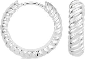Dower & Hall Orecchini a cerchio Twist medi - Argento