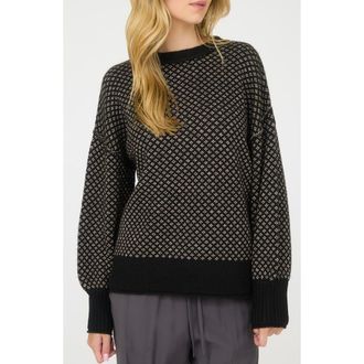 Blu Pepper Mini Jacquard Crewneck Sweater in Black at Nordstrom Rack, Size Medium