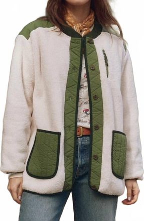 The Great. Plush Tundra Jacket In Cream & Army