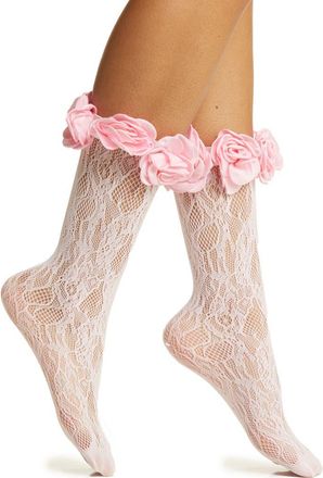 High Heel Jungle Rosetta Lace Crew Socks in Pink at Nordstrom