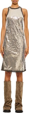 The Attico Sequined Mini Dress With Round Neckline And Back Slit
